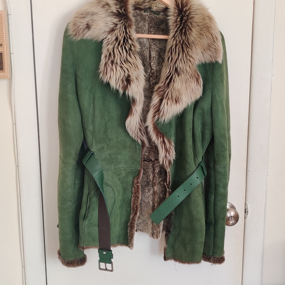 Green suede quality winter jacket